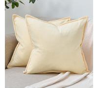DakTou Federe Cuscini Divano 40 x 40 Velluto a Coste a Righe Beige Fodere per Cuscino Moderno Elegante Quadrati Copricuscini Decorativi per Divano Letto Soggiorno Camera Casa Confezione da 2