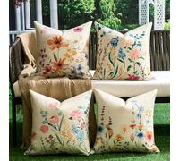 DakTou Federe Cuscini Divano 50x50 Impermeabile pa Esterno - 4 Pezzi Copricuscini Divano Lavabile Decorativo Floreale Primaverile - Federa Cuscino Estate Primavera per Soggiorno, Giardino, Terrazza