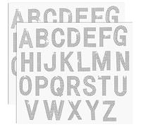 DaKuan - 52 adesivi a forma di lettere dell'alfabeto con strass, grandi, glitterati, autoadesivi, termoadesivi, lettere per abbigliamento, fai da te, artigianato artistico (argento)