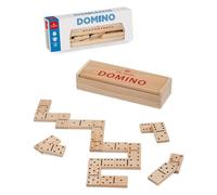 Dal Negro - Domino in legno, 28 tessere e contenitore in legno di bambù. Adatto per bambini 6+ e per tutta la famiglia, fino a 4 giocatori