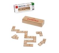 Dal Negro - Domino in legno, 28 tessere e contenitore in legno di bambù. Adatto per bambini 6+ e per tutta la famiglia, fino a 4 giocatori