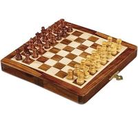 Dal Negro Scacchiera Magnetica Pieghevole 19x19 cm in Legno - Scacchi da Viaggio con Custodia a Libro e Scomparti Interni - Gioco da Tavolo Classico per 2 Giocatori, 8+ con portachiave fischietto