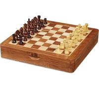 Dal Negro Scacchiera Magnetica Pieghevole 25x25 cm in Legno - Scacchi da Viaggio con Custodia a Libro e Scomparti Interni - Gioco da Tavolo Classico per 2 Giocatori, 8+ con portachiave fischietto