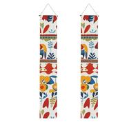 Dala Horse Folk - Cartello da corridoio svedese per portico, 2 pezzi, in poliestere, da appendere alla porta anteriore, al patio, alla cerimonia o alle feste, riutilizzabile, lavabile con aste e corde