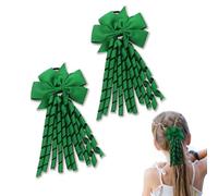 Dalababa 2 fiocchi per capelli a spirale, elastici per capelli per bambini, per coda di cavallo, accessori per ragazze, uniformi scolastiche, regalo di compleanno, verde
