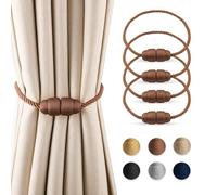 Dalababa 4 Pezzi Fermatenda Magnetiche, Ferma Tende con Calamita, Corda per Tende Moderne, Tenda la Decorazione per Soggiorno, Camera, Ufficio - Marrone