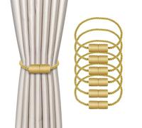 Dalababa 6 Pezzi Fermatende Magnetici, Fibbia per Ferma Tende Magnetica da 41,5 cm, Cravatta Corda per Tende Accessori per Decorazione Domestica - Oro