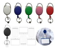 DALAETUS 12 Pezzi Portachiavi Retrattile Set, Porta Badge Retrattile con Porta Carte, Bobina Badge, Portachiavi Allungabile, Clip a Bobina per Cordino, Carta d'Identità