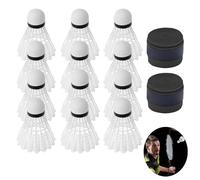 DALAETUS 14 Pezzi Volani da Badminton e Grip per Racchetta, Volani da Badminton con Stabile e Durevole, Overgrip Antiscivolo, Impugnatura da Tennis e Badminton con Super Traspirante Assorbente