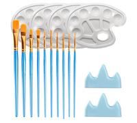 DALAETUS 16 Pezzi Tavolozze per Pittura Kit, 4 Tavolozza per Dipingere con 10 Pennello da Pittura e 2 Portapenne, Tavolozza Plastica per Bambini Adulti Lavori Fai da Te Artistica