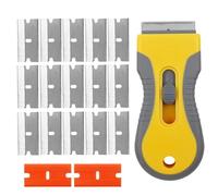 DALAETUS 18 Pezzi Raschietto Professionale Kit, 1 Raschietto Vetro con 2 Lama di Plastica e 15 Lama Metallica, Raschietto Vetroceramica per Etichette Decalcomanie Adesivi Calafatoio Vernice