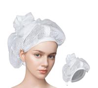 DALAETUS 2 Pezzi Bianco Cuffia Net Plopping Set, Cappello a Rete per Condizionamento Profondo Regolabile, Berretto a Rete per Asciugare i Capelli Ricci