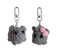 DALAETUS 2 Pezzi Portachiavi Criceto Triste Set, Maglia Sad Hamster Keychain con Fiocco per Chiavi Zaino Scuola, Simpatico Portachiavi Criceto Triste per Bambini Adulti
