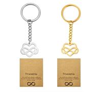 DALAETUS 2 Pezzi Portachiavi Regalo con Carte d'Amicizia Set, Portachiavi a Cuore per Regali di Compleanno delle Signore, Regalo di Laurea, Regali di Anniversario (Oro, Argento)