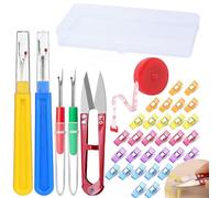 DALAETUS 37 Pezzi Taglia Asole Kit, 4 Ripper Cucito con 1 Forbici e 1 Scatola di Conservazione e 1 Metro a Nastro e 30 Fermaglietti per Cucito, Kit Cucito Strumenti