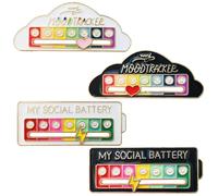 DALAETUS 4 Pezzi My Social Battery Pin Set, Spilla Divertente per l'Umore Sociale in 2 Stili, Creative Pin della Batteria Sociale, Spilla della Batteria Sociale per 7 Giorni, Uomini, Donne, Regali