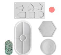 DALAETUS 4 Pezzi Stampi in Silicone Set, Stampi per Resina Epossidica con Stampo Fai-da-Te, Stampo Silicon per Sottobicchieri, Getto di Resina, Cemento, Decorazione Tavolo Sottobicchieri Artigianali