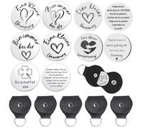 DALAETUS 5 Pezzi Piccolo Abbraccio Portafortuna Set, Doppia Faccia Ispiratrice Abbraccio Tascabile con Portaavi in Pelle, Pocket Hug Token per Familiari, Amici, Pazienti