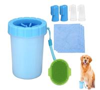DALAETUS 9 Pezzi Pulisci Zampe Cane Kit, 1 Lavazampe con 1 Spazzola per Massaggi nel Bagnetto e 3 Asciugamani e 4 Spazzolini da Denti, Pulitore della Zampa per Sporche Fangose