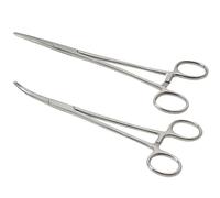 DALAETUS Set di 2 pinze per piercing, dritte e curve, in acciaio inox, 12,5 cm, pinze di bloccaggio seghettate per estremità di cucito, saldatura, arte, artigianato