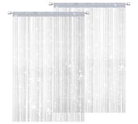 DALAETUS Set di 2 tende a pannello con glitter, 100 x 200 cm, tenda decorativa per porta, striscia di nastro con nappe, divisorio per soggiorno, camera da letto, feste (bianco)
