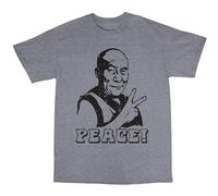Dalai Lama Peace T Shirt 100% Cotton Buddhism Buddhist Tibet Guru Men's Male Grey M