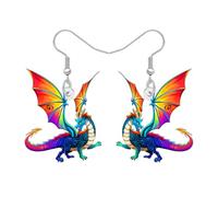 DALAN Acrilico Unico Fantasia Drago Orecchini Pendenti Dinosauro Carino Dichiarazione Gioielli Accessori Drago Regali per le Donne Ragazze Amanti degli Animali Charms (Multicolore)