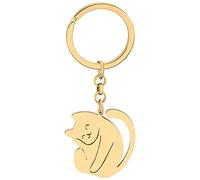 DALANE Acciaio Inossidabile Argento Placcato Oro Gatto Portachiavi Gatto Portachiavi Novità Gioielli Charms Regali per Donne Ragazze (D Placcato Oro)