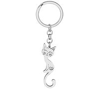 DALANE Acciaio Inossidabile Argento Placcato Oro Gatto Portachiavi Gatto Portachiavi Novità Gioielli Charms Regali per Donne Ragazze (B Placcato Argento)