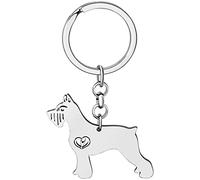 DALANE Acciaio Inossidabile Carino Schnauzer Cane Portachiavi Cucciolo Animale domestico Gioielli Portachiavi Bull Terrier Regali per Gli Amanti Del Cane Donne Ragazze (Schnauzer Placcato Argento)