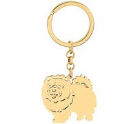 DALANE Acciaio Inossidabile Carino Schnauzer Cane Portachiavi Cucciolo Animale domestico Gioielli Portachiavi Bull Terrier Regali per Gli Amanti Del Cane Donne Ragazze (Chow Chow Placcato Oro 18K)