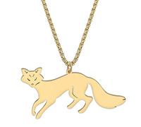 DALANE Acciaio Inossidabile Carino Volpe Artica Collana Moda Ciondolo 18K Placcato Oro Animali Gioielli per le Donne Ragazze Charms Regali (Placcato Oro B)
