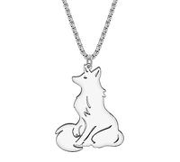 DALANE Acciaio Inossidabile Carino Volpe Artica Collana Moda Ciondolo 18K Placcato Oro Animali Gioielli per le Donne Ragazze Charms Regali (Placcato Argento A)