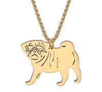 DALANE Acciaio Inossidabile Carlino Cane Collana 18K Placcato Oro Ciondolo Animali Domestici Cucciolo Gioielli Regali per Donne Ragazze Amanti Dei Cani Charms (Carlino Placcato Oro)