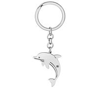 DALANE Acciaio Inossidabile Delfino Squalo Granchio Portachiavi Tartaruga Cavalluccio Marino Vita Marina Regali per Donne Ragazze (Delfino Placcato Argento)
