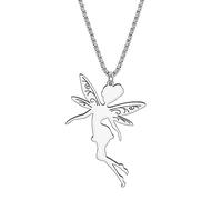 DALANE Acciaio Inossidabile Fata Gentile Collana 18K Placcata Oro Ciondolo Ali di Farfalla Regali di Gioielli per Donne Ragazze Charms Bomboniere di Partito (Placcato Argento A)