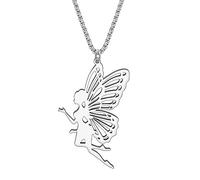 DALANE Acciaio Inossidabile Fata Gentile Collana 18K Placcata Oro Ciondolo Ali di Farfalla Regali di Gioielli per Donne Ragazze Charms Bomboniere di Partito (Placcato Argento B)