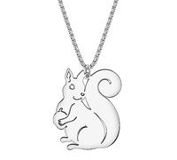 DALANE Acciaio Inox Pigna Scoiattolo Collana Ciondolo di Moda 18K Placcato Oro Gioielli Animali per le Donne Ragazze Regali di Charms (Placcato Argento B)