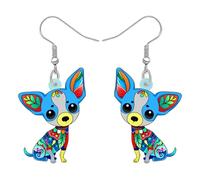 DALANE Acrilico Carino Anime Chihuahua Cane Orecchini Penzoloni Goccia Cucciolo Animali Domestici Gioielli Regali per Donne Ragazze Bambini Amanti Cani Charms Party (Blu)