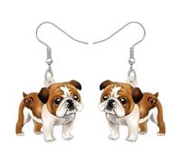 DALANE Acrilico Carino Cane Bulldog Inglese Orecchini Goccia Penzoloni Cucciolo Animali Gioielli Regali per Donne Ragazze Bambini Amanti Cani Charms (Marrone)
