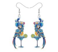DALANE Acrilico Carino HawaiianTropicale Pappagallo Orecchini Pendenti per le Donne Ragazze Fun Margarita Orecchini Gioielli per gli Amanti Degli Uccello Spiaggia Festa Regali (Blu)