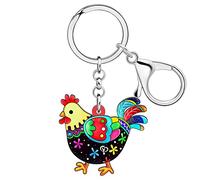 DALANE Acrilico Pollo Gallina Gallo Auto Portachiavi Animali Fattoria per Donne Ragazze Charms Regali Borsa Decorazione (Multi)