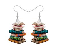 DALANE Acrilico Vintage Carino Insegnante Libro Orecchini Penzolanti per le Donne Ragazze Studenti Laurea Fun Gioielli per Bibliotecari Amanti dei Libri Regali (Verde)