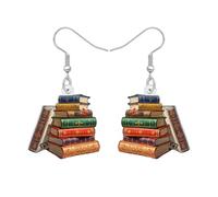 DALANE Acrilico Vintage Carino Insegnante Libro Orecchini Penzolanti per le Donne Ragazze Studenti Laurea Fun Gioielli per Bibliotecari Amanti dei Libri Regali (Multicolore)