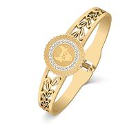DALANE Bracciale rigido in acciaio inossidabile placcato oro 18 K con dodici costellazioni, idea regalo per donne, 23mm x 67mm, Acciaio inossidabile, Cristallo