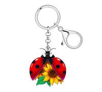 DALANE Cute Coccinella Portachiavi Acrilico con Girasole, Portachiavi Borse Portachiavi Accessori Ciondolo, Coccinella Regali per Signore Ragazze, Colore: rosso, M
