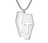DALANE Halloween Acciaio Inossidabile Croce Bara Collana Placcata Oro 18K Ciondolo Gioielli Novità per Donne Ragazze Bambini Regali Spettrali Bomboniere Partito (Argento Placcato)