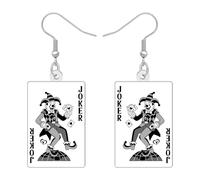 DALANE Joker - Orecchini pendenti a forma di carte da gioco, orecchini in acrilico, regalo per donne e mamme, ciondoli a forma di clown circo, giochi d'azzardo, casinò, spettacolo di magia notturna