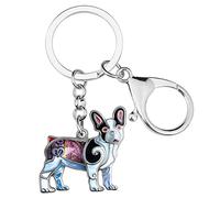 DALANE Lega di Smalto Bulldog Francese Cane Portachiavi Cucciolo Animali Gioielli Regali per le Donne Ragazze Bambini (Nero)
