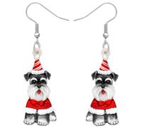 DALANE Natale Regali Acrilico Standard Schnauzer Cani Orecchini Penzoloni Goccia Anime Cuccioli Animali Domestici Gioielli per Donne Ragazze Bambini Cani Amanti (Nero)
